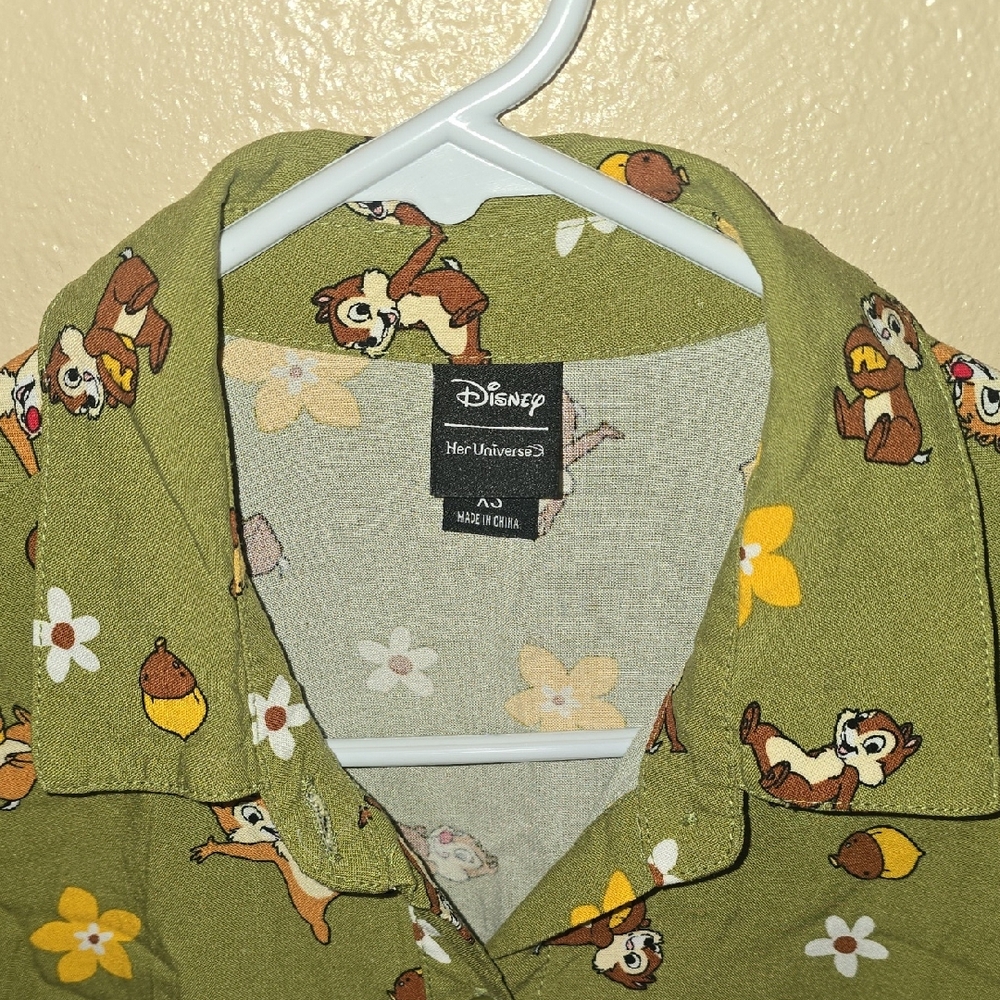 Her Universe Disney Chip 'N' Dale Acorn & Flowers Button-Up Dress